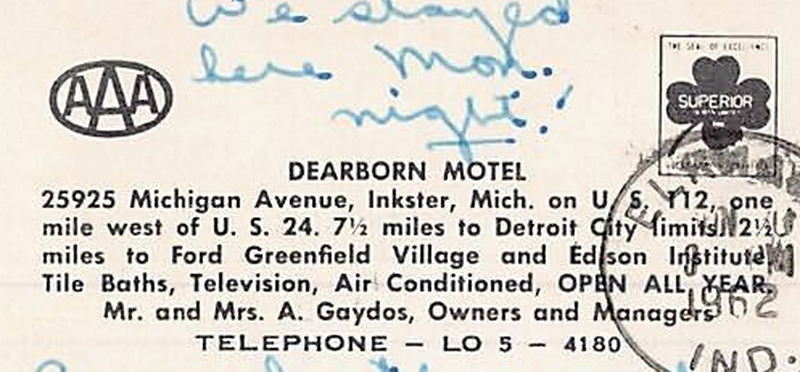 Villager Inn (Dearborn Motel) - Vintage Postcard (newer photo)